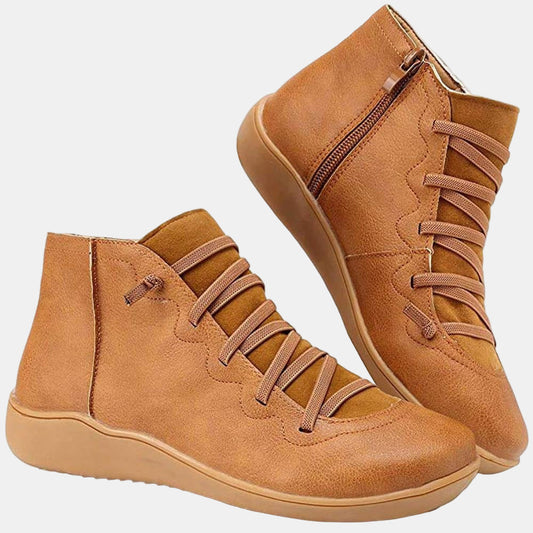 Women's Lace Up Side Zip Ankle Boots