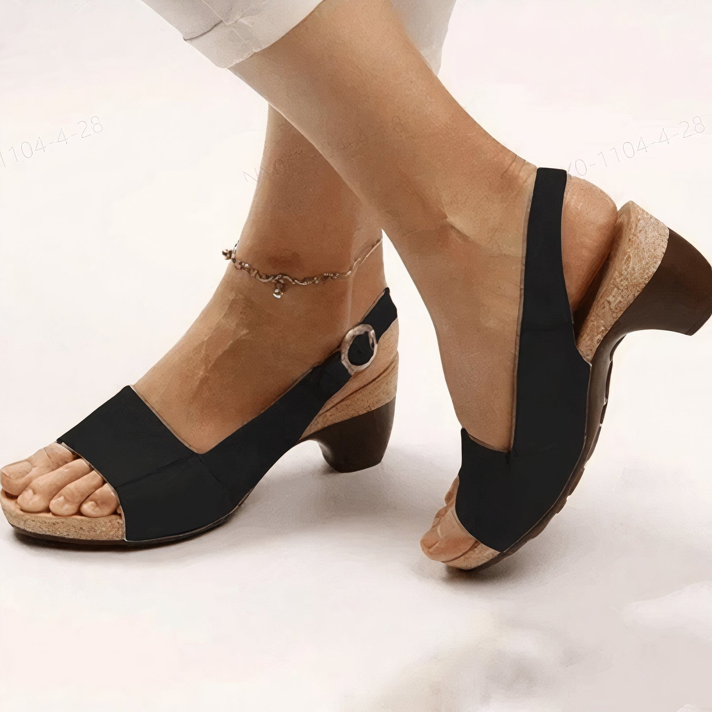 Comfortable Faux Leather Slingback Sandal for Women with Open Toe Ankle Strap Cork Wedge Heel Style