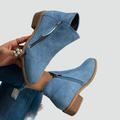 Women's Suede Side Zip Ankle Boots