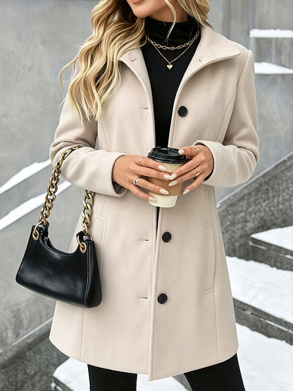 Women's Plaid Stand Collar Wool Coat