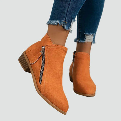 Women's Suede Side Zip Ankle Boots
