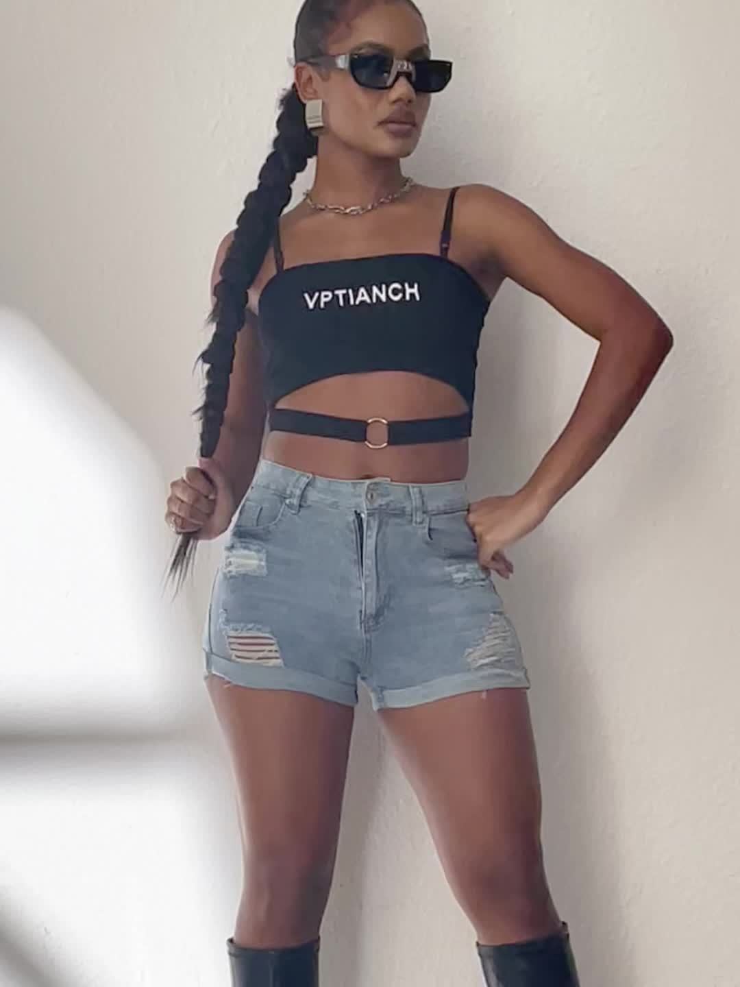 Effortless Distressed Denim Shorts for Women with High Waisted Cuffed Hem Casual Style