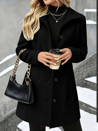 Women's Plaid Stand Collar Wool Coat