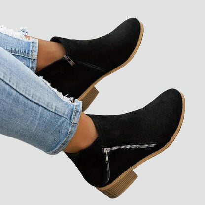 Women's Suede Side Zip Ankle Boots