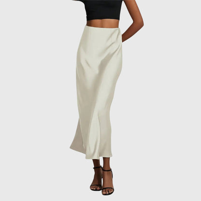 Effortless Satin Maxi Skirt for Women with High Waist Bias Cut Flowing Silky Style