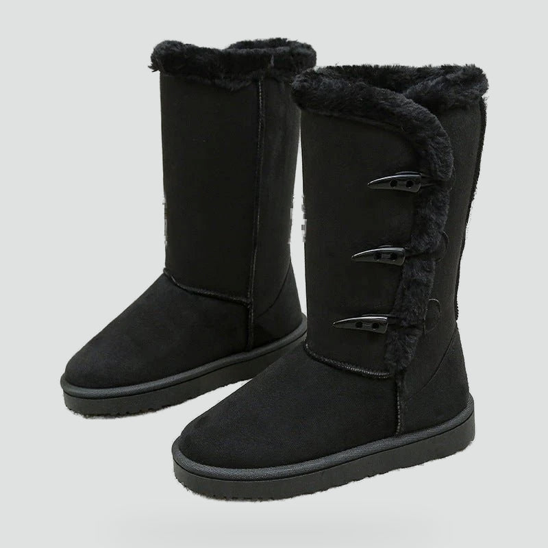Women's Fur Trim Toggle Snow Boots