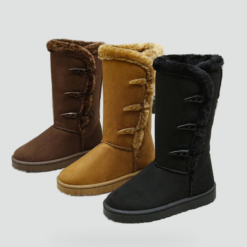 Women's Fur Trim Toggle Snow Boots
