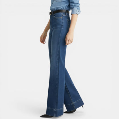 Effortless Denim Wide Leg Jeans for Women with High Waisted Raw Hem Flared Relaxed Style