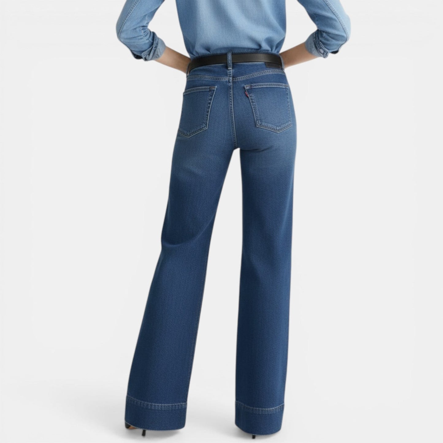 Effortless Denim Wide Leg Jeans for Women with High Waisted Raw Hem Flared Relaxed Style