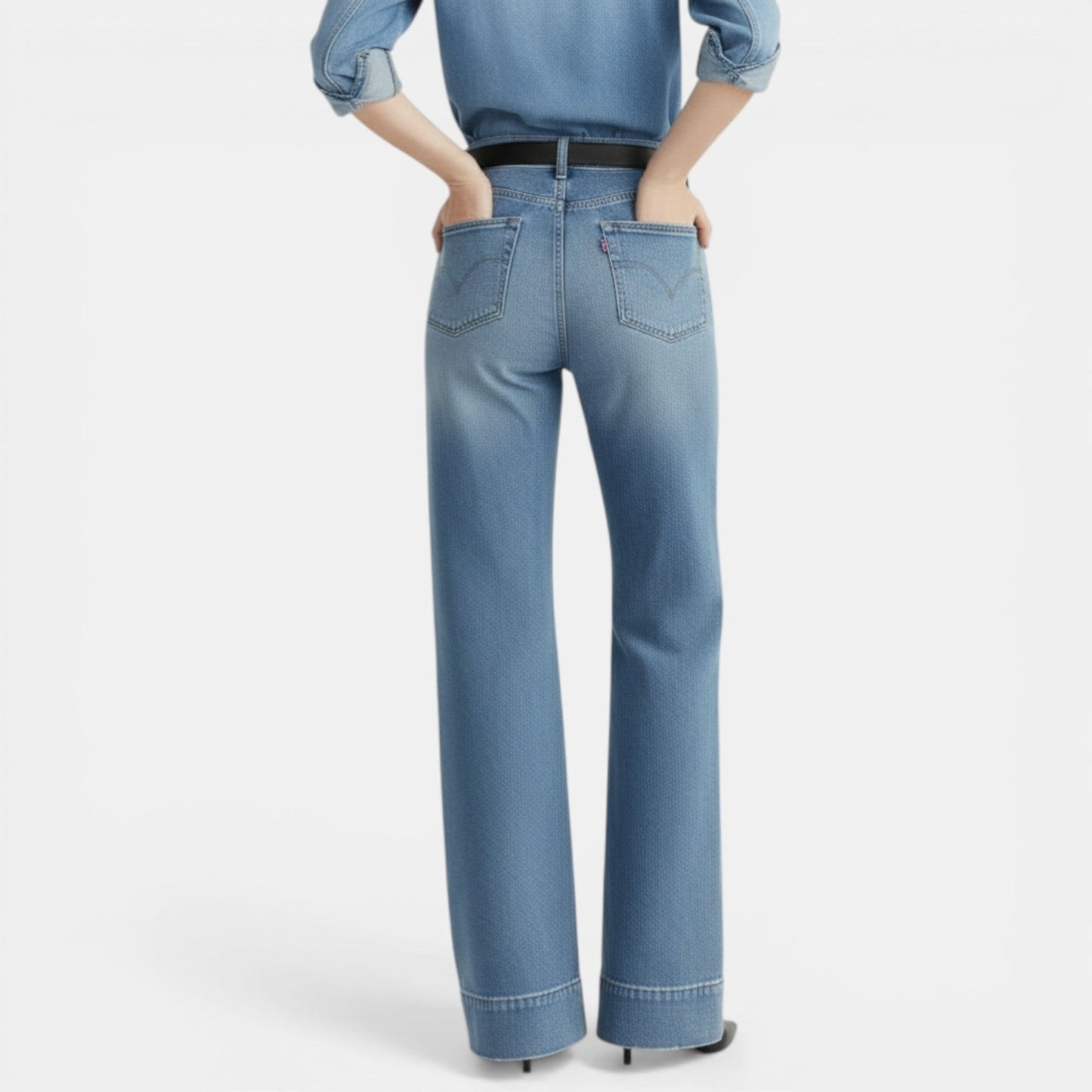 Effortless Denim Wide Leg Jeans for Women with High Waisted Raw Hem Flared Relaxed Style