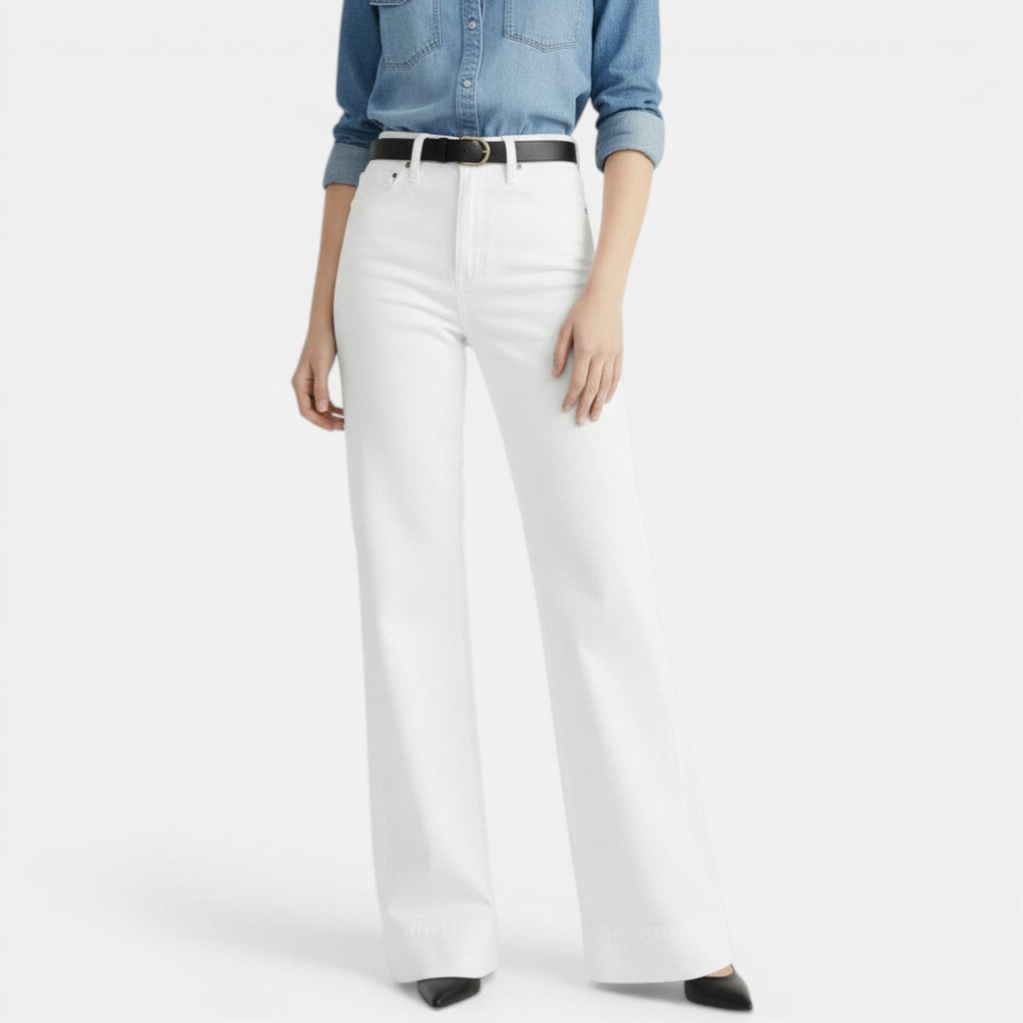 Effortless Denim Wide Leg Jeans for Women with High Waisted Raw Hem Flared Relaxed Style