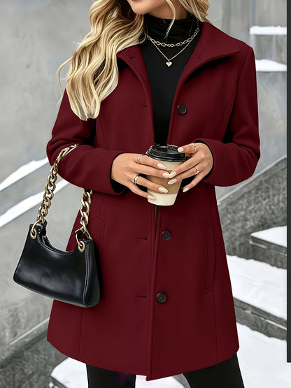 Women's Plaid Stand Collar Wool Coat