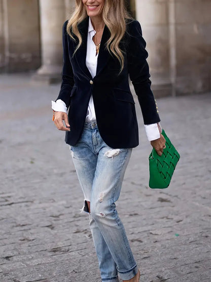 Women's Velvet Peak Lapel Blazer