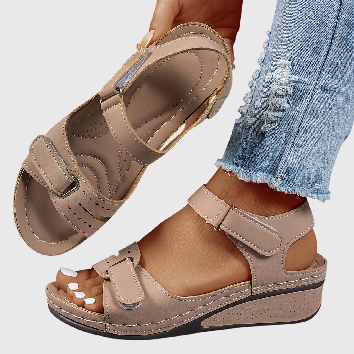 Comfortable Wedge Sandal for Women with Ankle Strap Open Toe Cushioned Relaxed Style