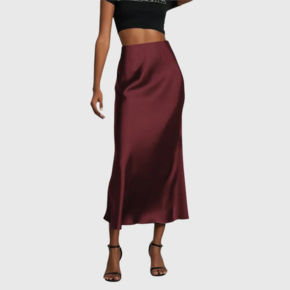 Effortless Satin Maxi Skirt for Women with High Waist Bias Cut Flowing Silky Style