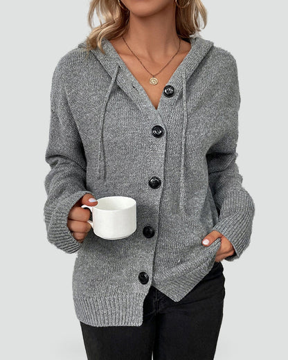 Women's Button Front Hooded Cardigan