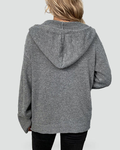Women's Button Front Hooded Cardigan