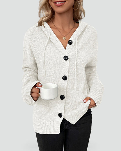 Women's Button Front Hooded Cardigan
