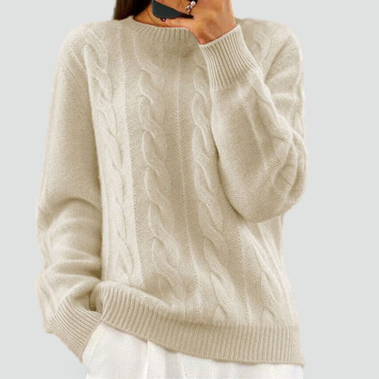 Women's Cable Knit Round Neck Sweater