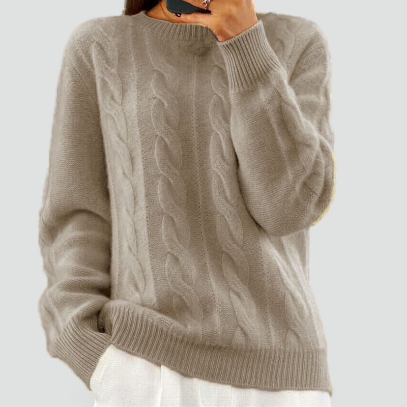 Women's Cable Knit Round Neck Sweater