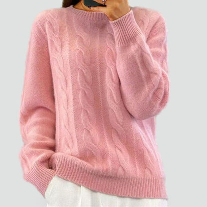 Women's Cable Knit Round Neck Sweater