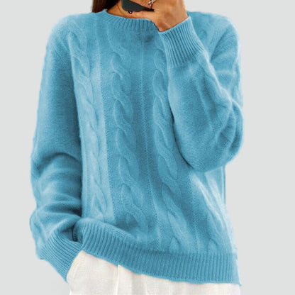 Women's Cable Knit Round Neck Sweater