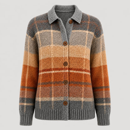 Women's Patterned Button Front Collar Cardigan
