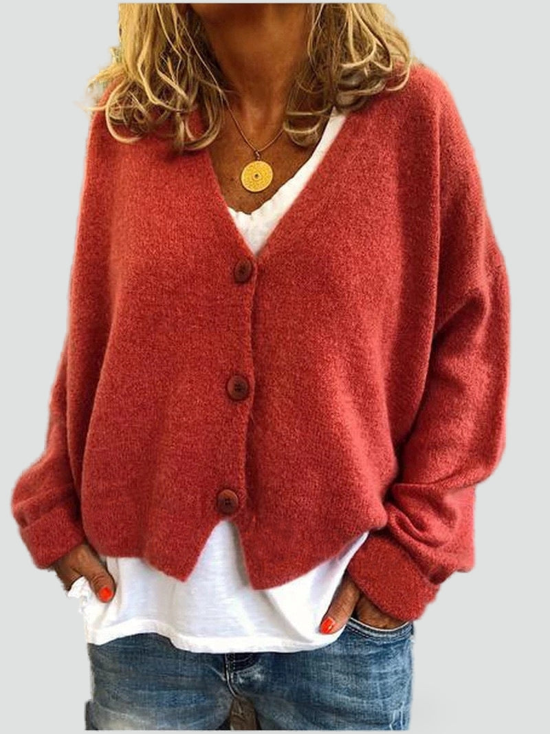 Women's Button Front V Neck Cardigan