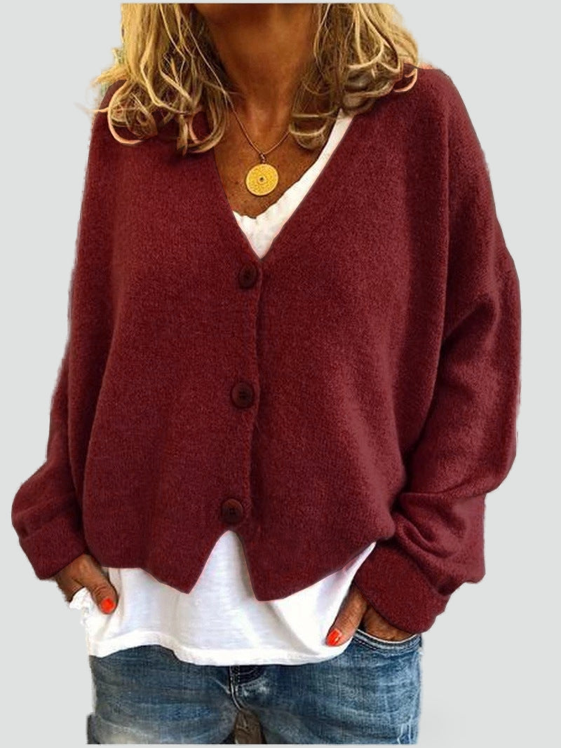Women's Button Front V Neck Cardigan