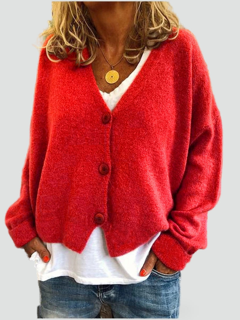 Women's Button Front V Neck Cardigan