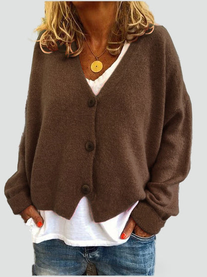 Women's Button Front V Neck Cardigan