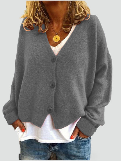 Women's Button Front V Neck Cardigan