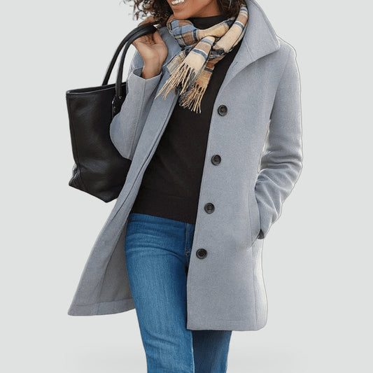 Women's Hooded Button Front Wool Coat