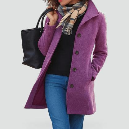 Women's Hooded Button Front Wool Coat
