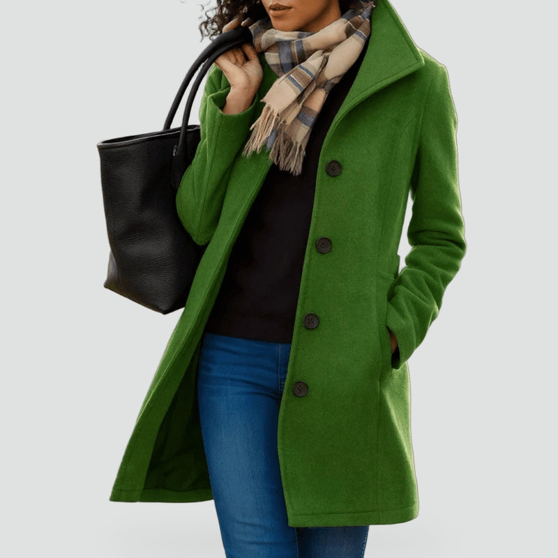 Women's Hooded Button Front Wool Coat