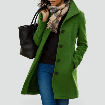 Women's Hooded Button Front Wool Coat