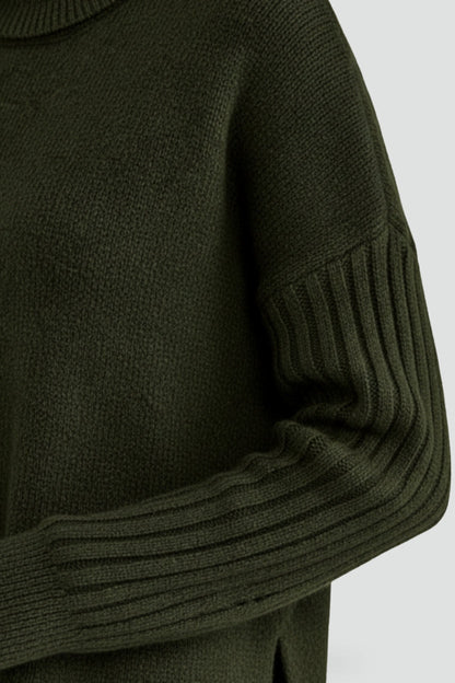 Women's Oversized Asymmetrical Hem Turtleneck Sweater