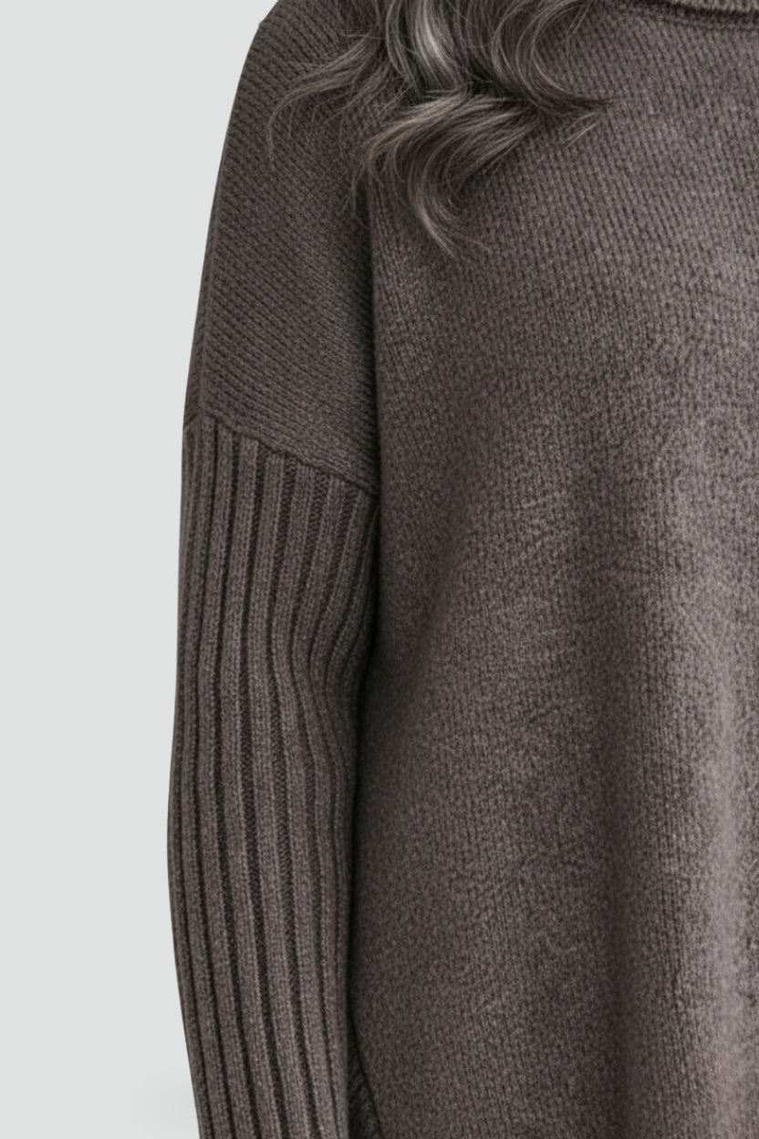 Women's Oversized Asymmetrical Hem Turtleneck Sweater
