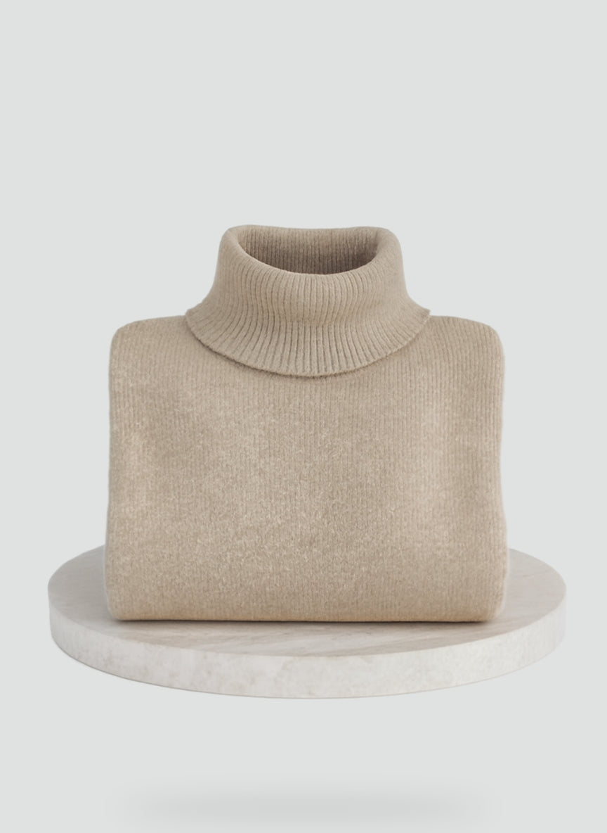 Women's Oversized Asymmetrical Hem Turtleneck Sweater
