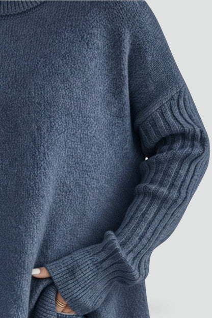 Women's Oversized Asymmetrical Hem Turtleneck Sweater