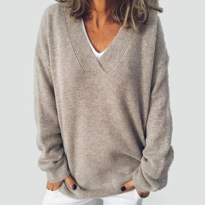 Women's Loose Fit Knit V Neck Sweater