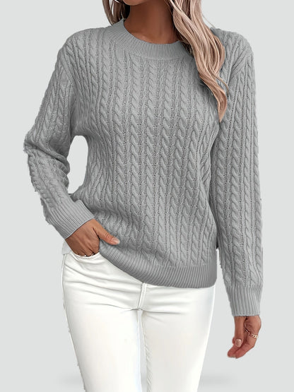 Women's Cable Knit Crew Neck Sweater