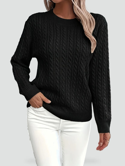 Women's Cable Knit Crew Neck Sweater
