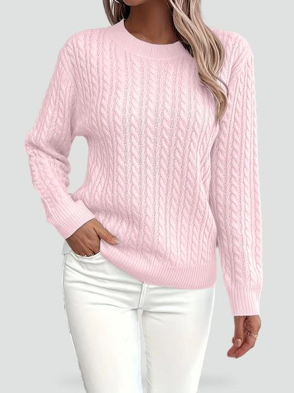 Women's Cable Knit Crew Neck Sweater