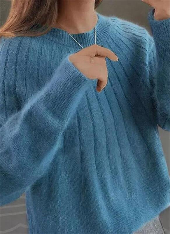 Women's Ribbed Knit Round Neck Sweater