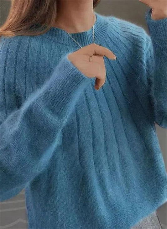 Women's Ribbed Knit Round Neck Sweater