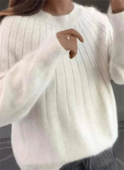 Women's Ribbed Knit Round Neck Sweater