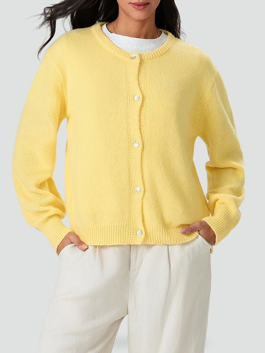 Women's Button Front Round Neck Cardigan