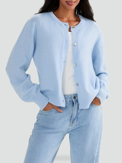 Women's Button Front Round Neck Cardigan