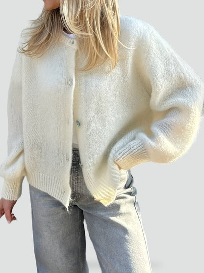 Women's Button Front Round Neck Cardigan